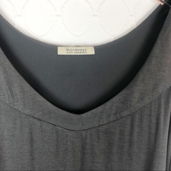 Bordeaux Anthropologie Grey Ruched Dress Small - Picture 2 of 4